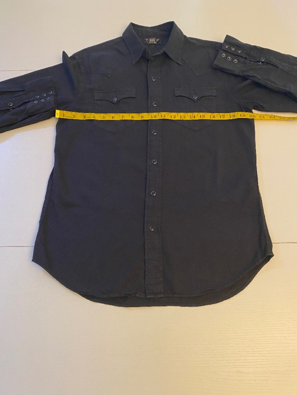 RRL Double RL Men's Slim Fit Cotton Twill Western Shirt in Black Size Small - Picture 11 of 14